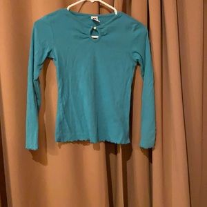 Simple teal long sleeved shirt for girls.